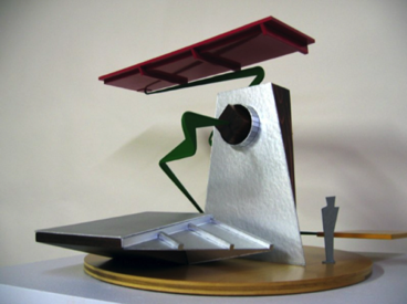 Sq. Peg Rd. Hole w/Cantilevers
Wood, Illustration Bd.,
Foam-Core Bd., Wire, Paint
20&rdquo;L. x 20&rdquo;W. x 12&rdquo;H.
2009